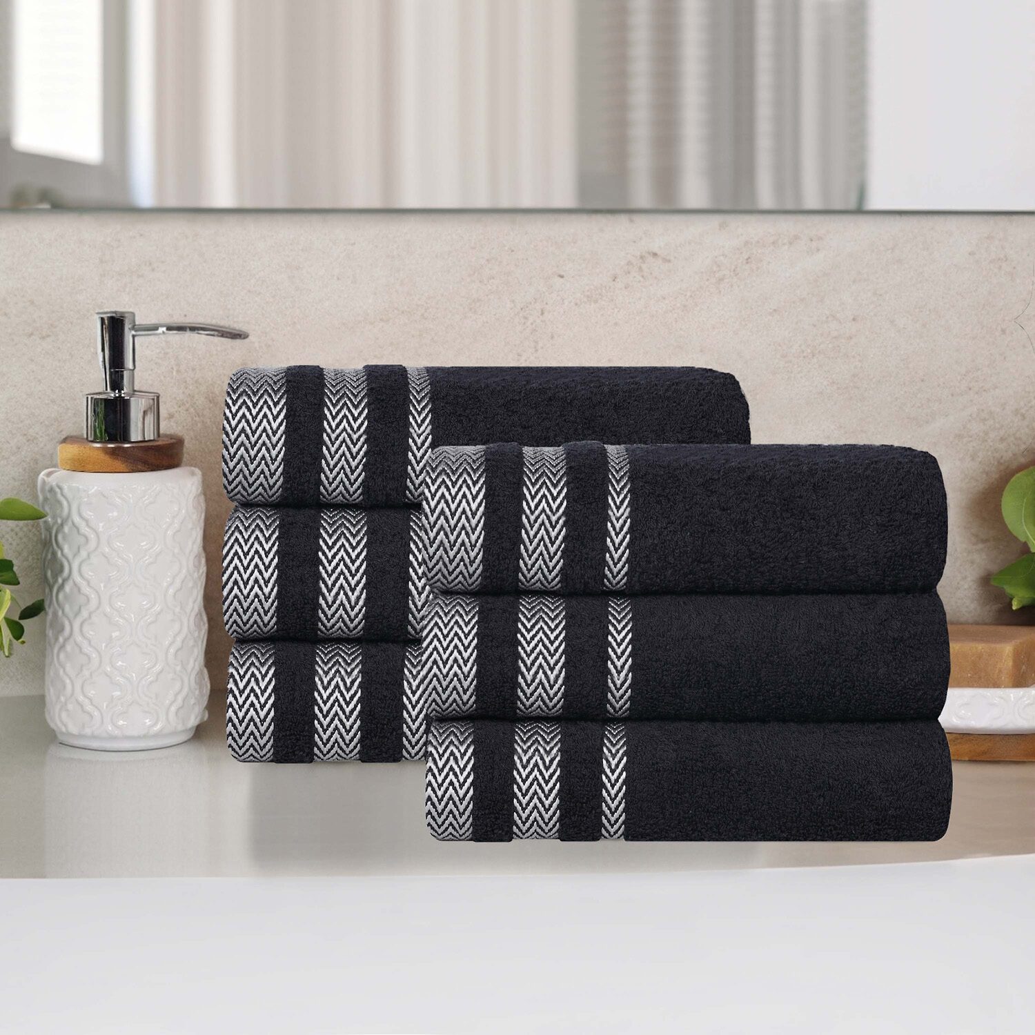 SUPERIOR® Hays Collection | 100% Cotton 6-pc. Solid Hand Towel