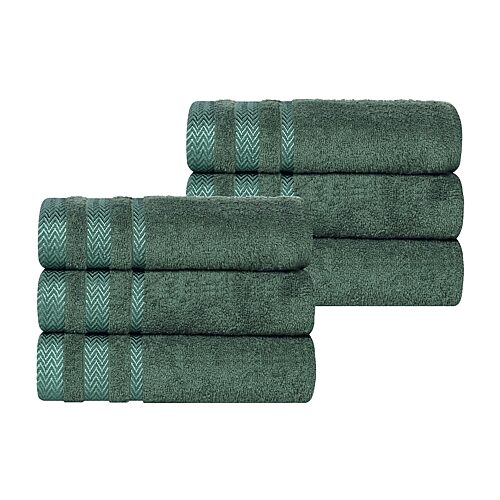 Superior Hays Collection | 100% Cotton 6-pc. Solid Hand Towel In Green