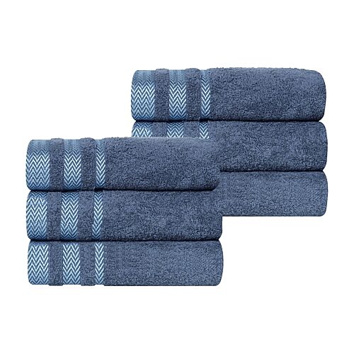 Superior Hays Collection | 100% Cotton 6-pc. Solid Hand Towel In Blue