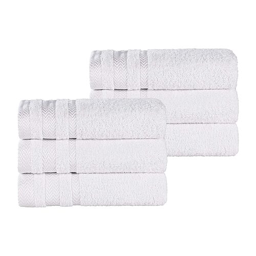 SUPERIOR Hays Collection | 100% Cotton 6-pc. Solid Hand Towel, One Size, White