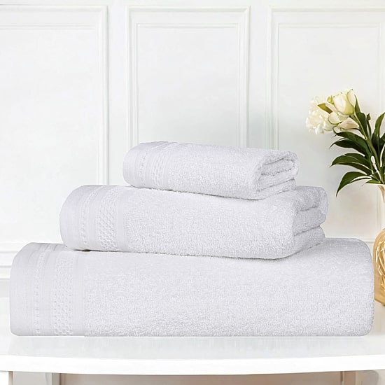 SUPERIOR® Honeycomb Collection | 100% Combed Cotton 3-pc. Quick Dry Bath Towel Set