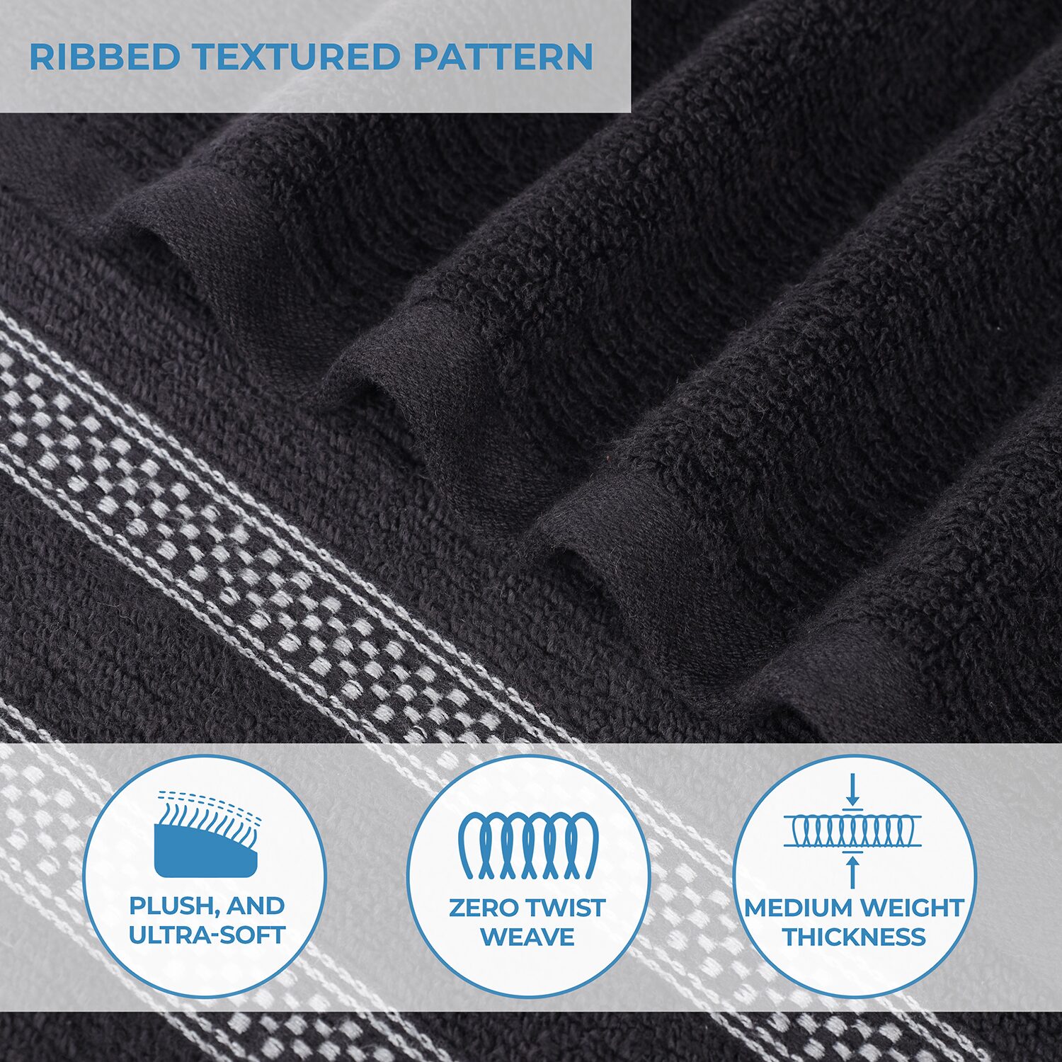 SUPERIOR® Brea Collection | 100% Cotton 6-pc. Quick Dry Solid Bath Towel Set