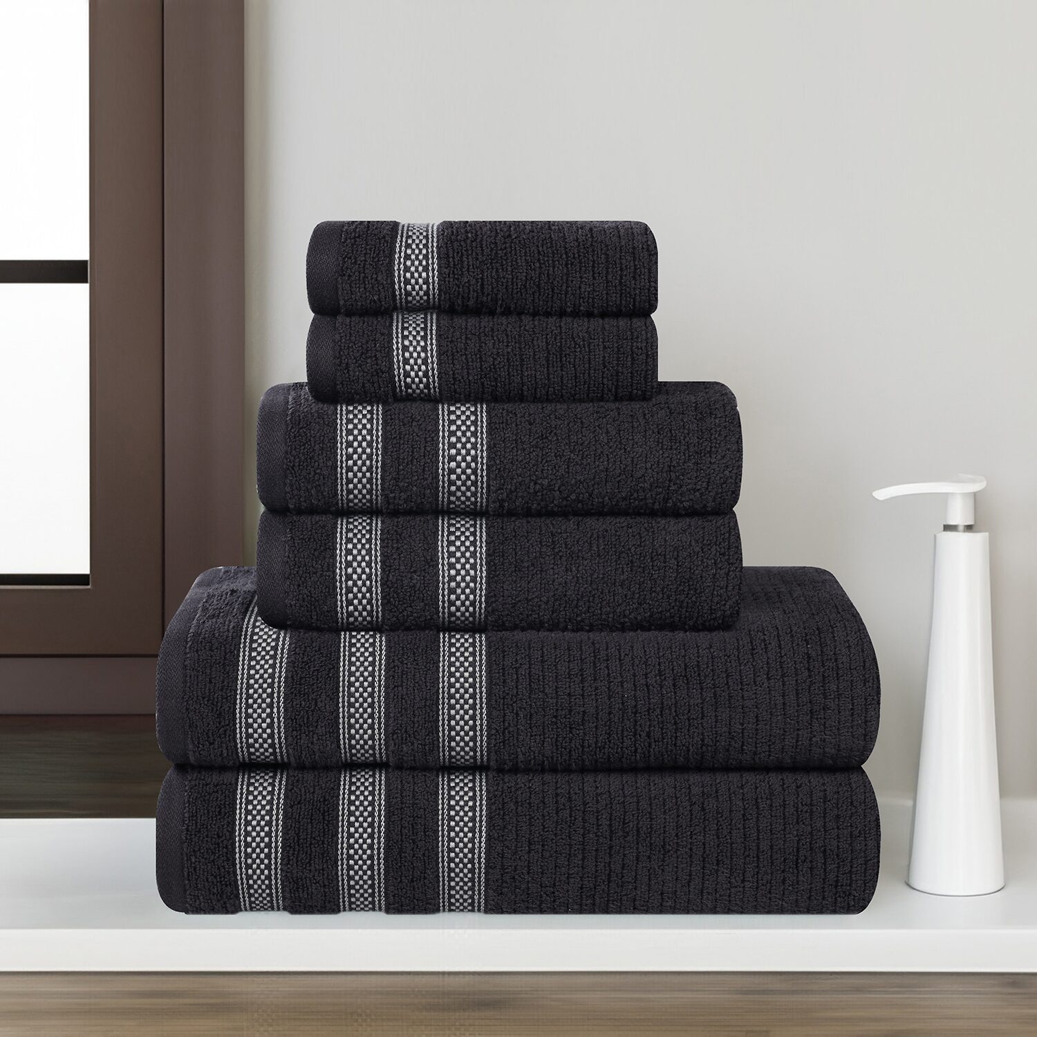 SUPERIOR® Brea Collection | 100% Cotton 6-pc. Quick Dry Solid Bath Towel Set