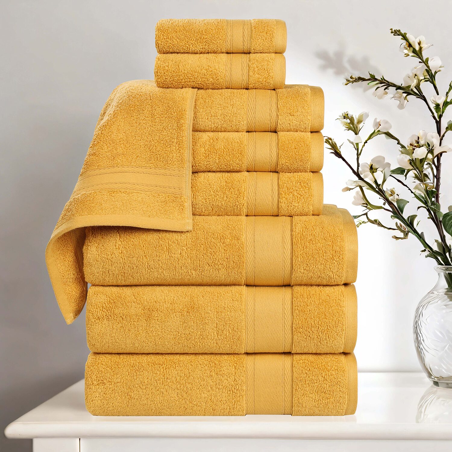 SUPERIOR® Belmont Collection | 100% Cotton 9-pc. Quick Dry Solid Bath Towel Set