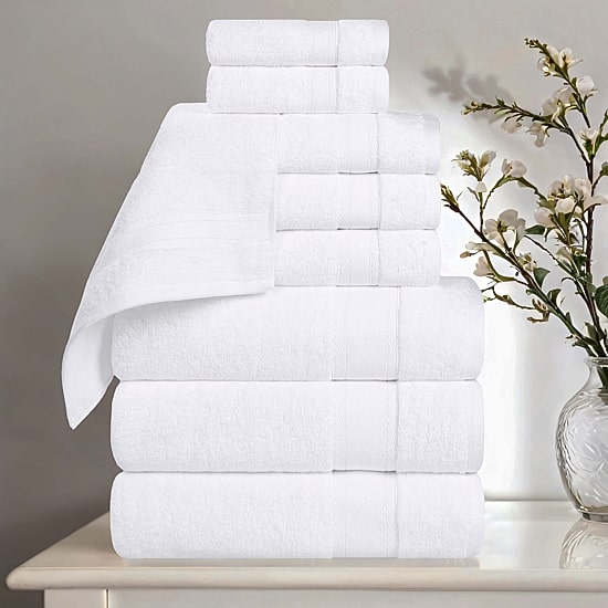 SUPERIOR® Belmont Collection | 100% Cotton 9-pc. Quick Dry Solid Bath Towel Set