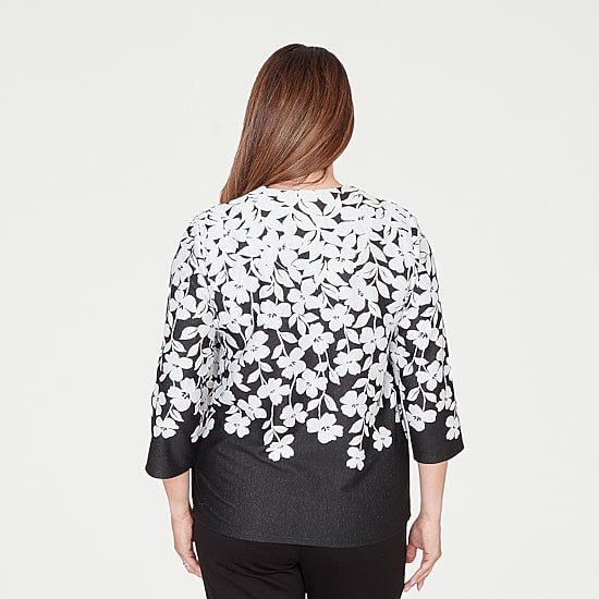 Alfred Dunner Barcelona Womens Round Neck 3/4 Sleeve Layered Top