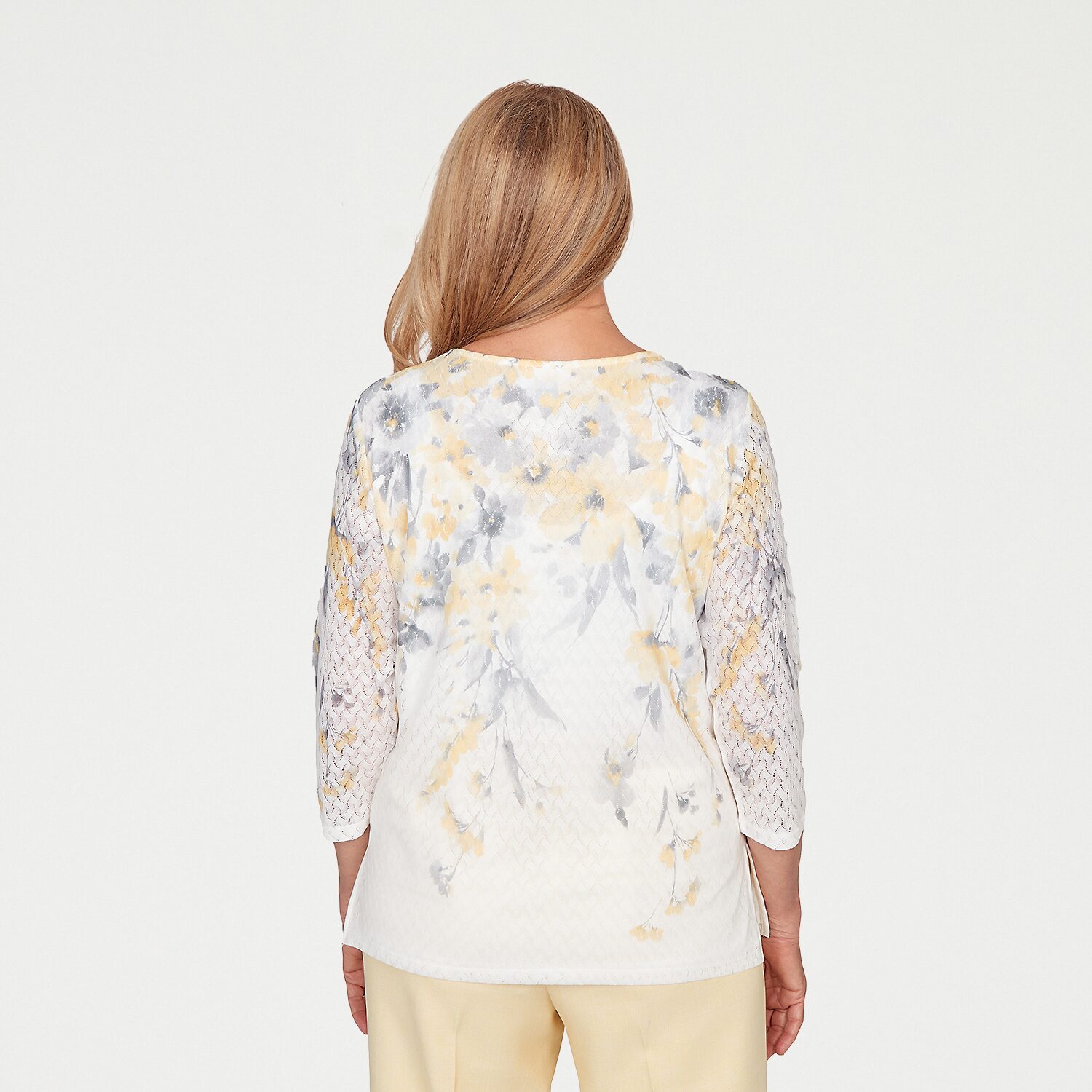 Alfred Dunner Al Fresco Womens Crew Neck 3/4 Sleeve Layered Top