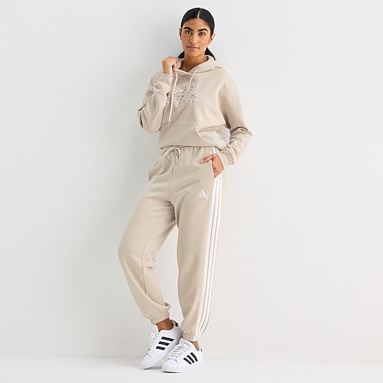 adidas Womens Straight High Rise Loose Fit Fleece Active Jogger Pant