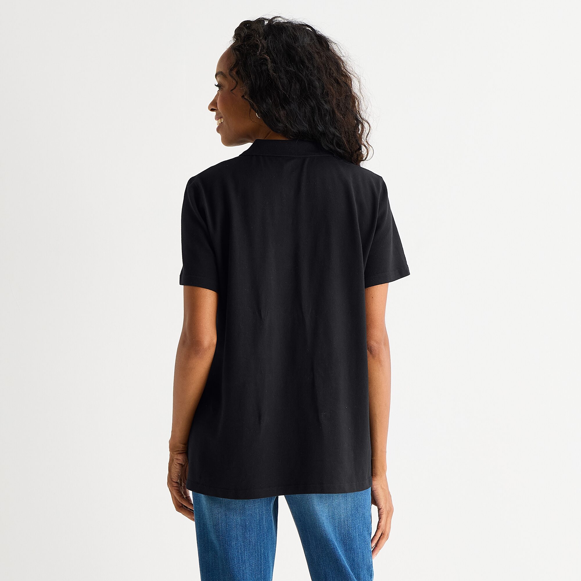 St. John's Bay Womens Adaptive Short Sleeve Easy-on + Easy-off Polo Shirt