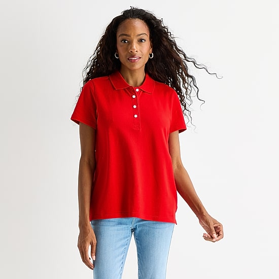 St. John's Bay Womens Adaptive Short Sleeve Easy-on + Easy-off Polo Shirt
