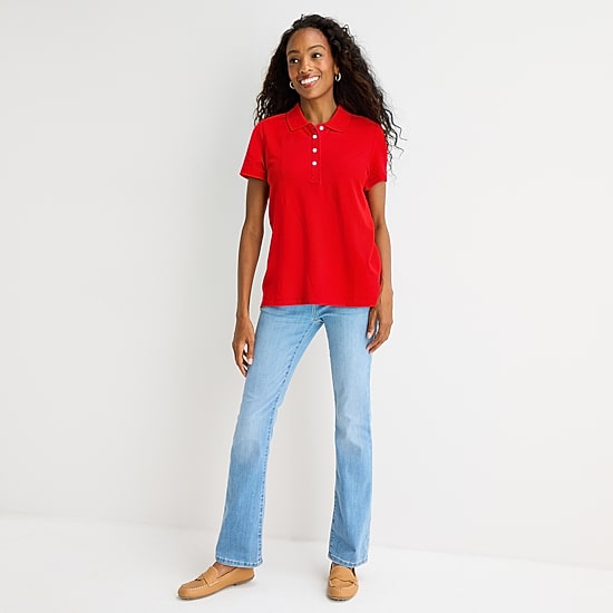 St. John's Bay Womens Adaptive Short Sleeve Easy-on + Easy-off Polo Shirt
