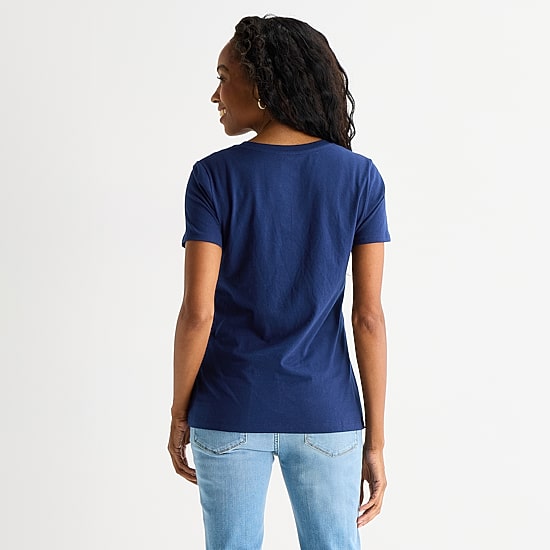 St. John's Bay Womens Crew Neck Short Sleeve Regular Fit Graphic T-Shirt