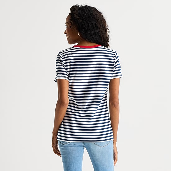 St. John's Bay Womens Crew Neck Short Sleeve Regular Fit Graphic T-Shirt