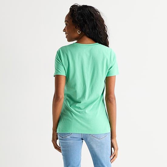 St. John's Bay Womens Crew Neck Short Sleeve Regular Fit Graphic T-Shirt
