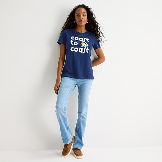 St. John's Bay Womens Crew Neck Short Sleeve Regular Fit Graphic T-Shirt