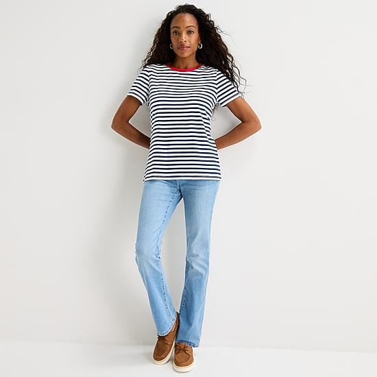 St. John's Bay Womens Crew Neck Short Sleeve Regular Fit Graphic T-Shirt