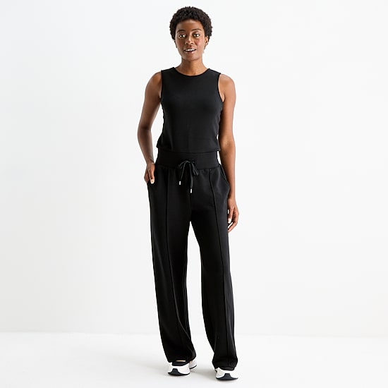 Stylus Womens Crew Neck Sleeveless Jumpsuit