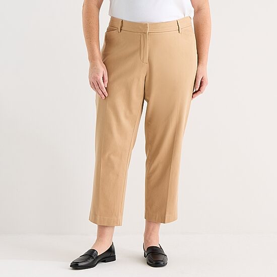 Liz Claiborne Emma Womens Plus Slim Mid Rise Flat Front Pant