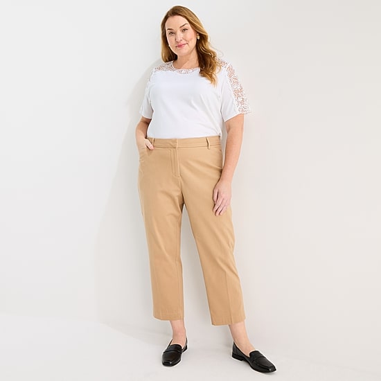 Liz Claiborne Emma Womens Plus Slim Mid Rise Flat Front Pant