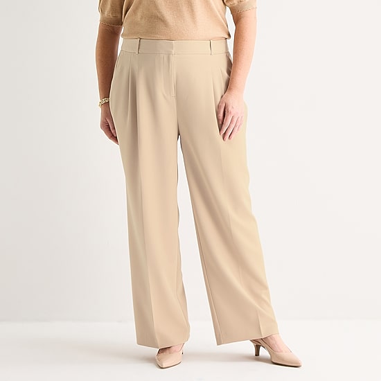 Liz Claiborne Charlotte Womens Plus Wide Leg Trouser