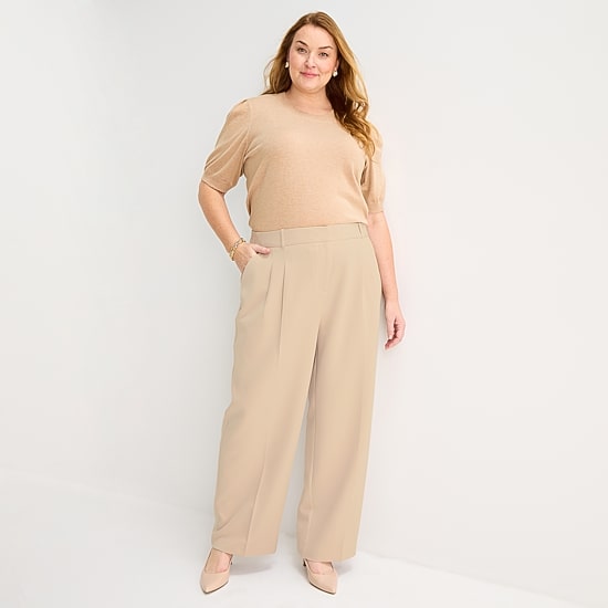 Liz Claiborne Charlotte Womens Plus Wide Leg Trouser