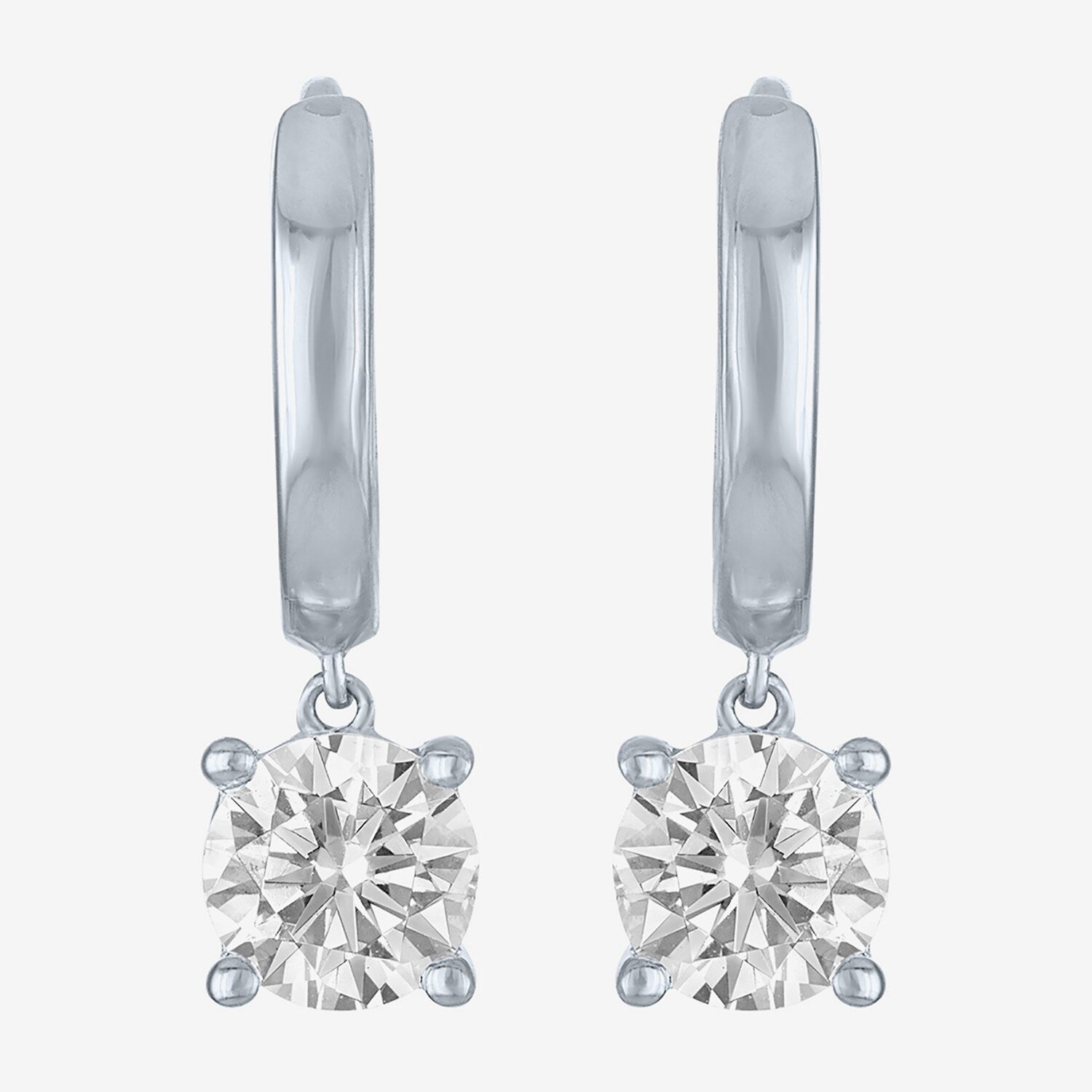 G-H / Si2-I1 Womens 1 CT. T.W. Lab Grown White Diamond 10K Gold 16.9mm Round Hoop Earrings