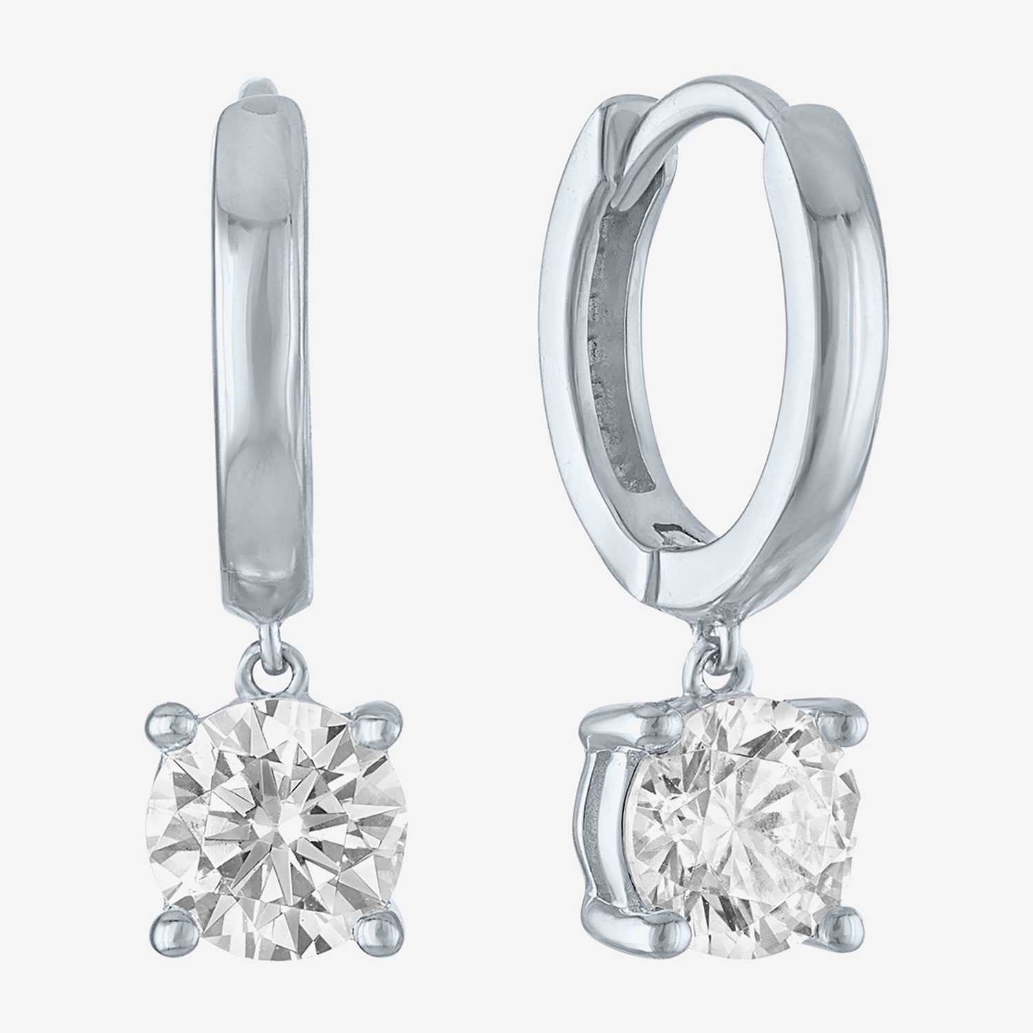 G-H / Si2-I1 Womens 1 CT. T.W. Lab Grown White Diamond 10K Gold 16.9mm Round Hoop Earrings
