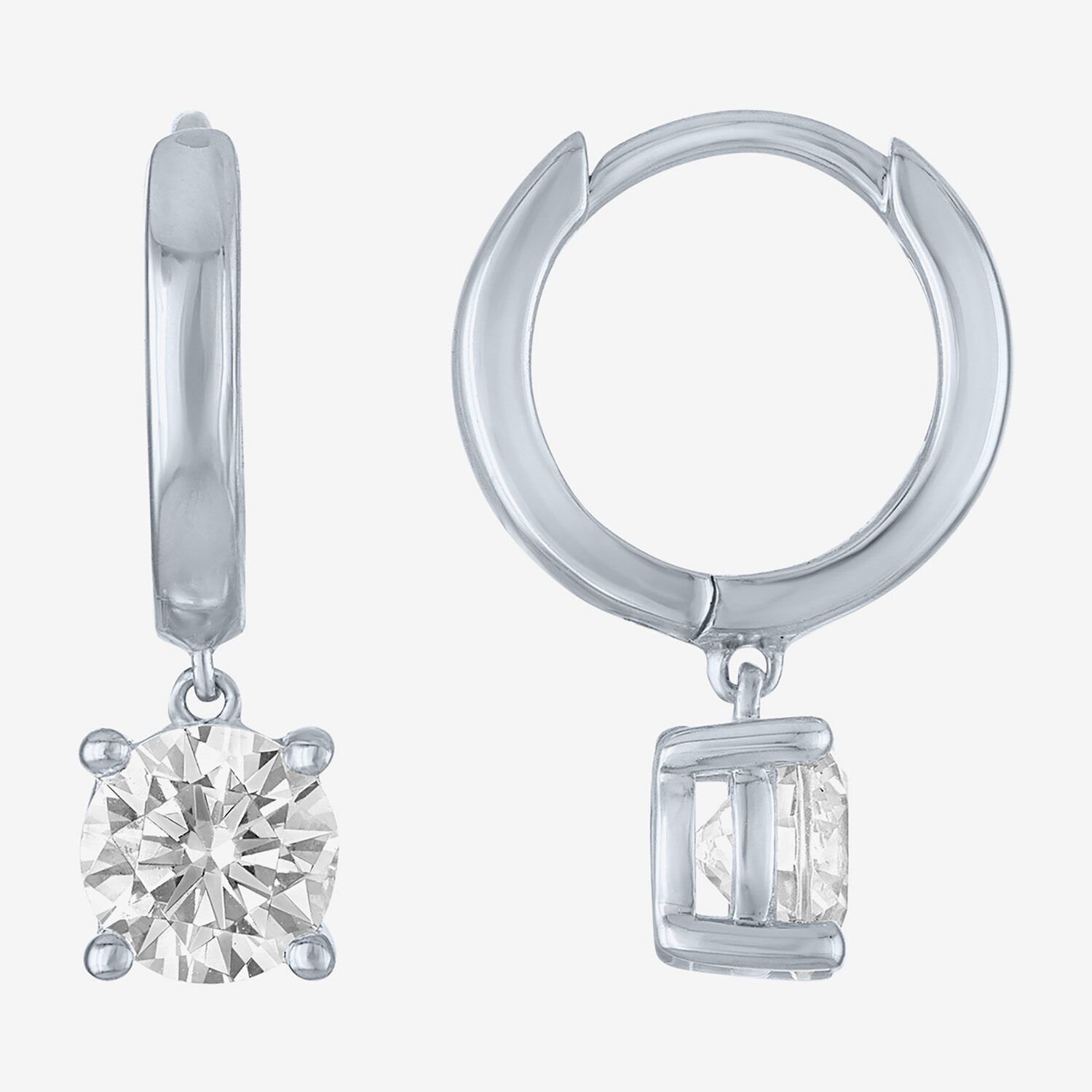 G-H / Si2-I1 Womens 1 CT. T.W. Lab Grown White Diamond 10K Gold 16.9mm Round Hoop Earrings