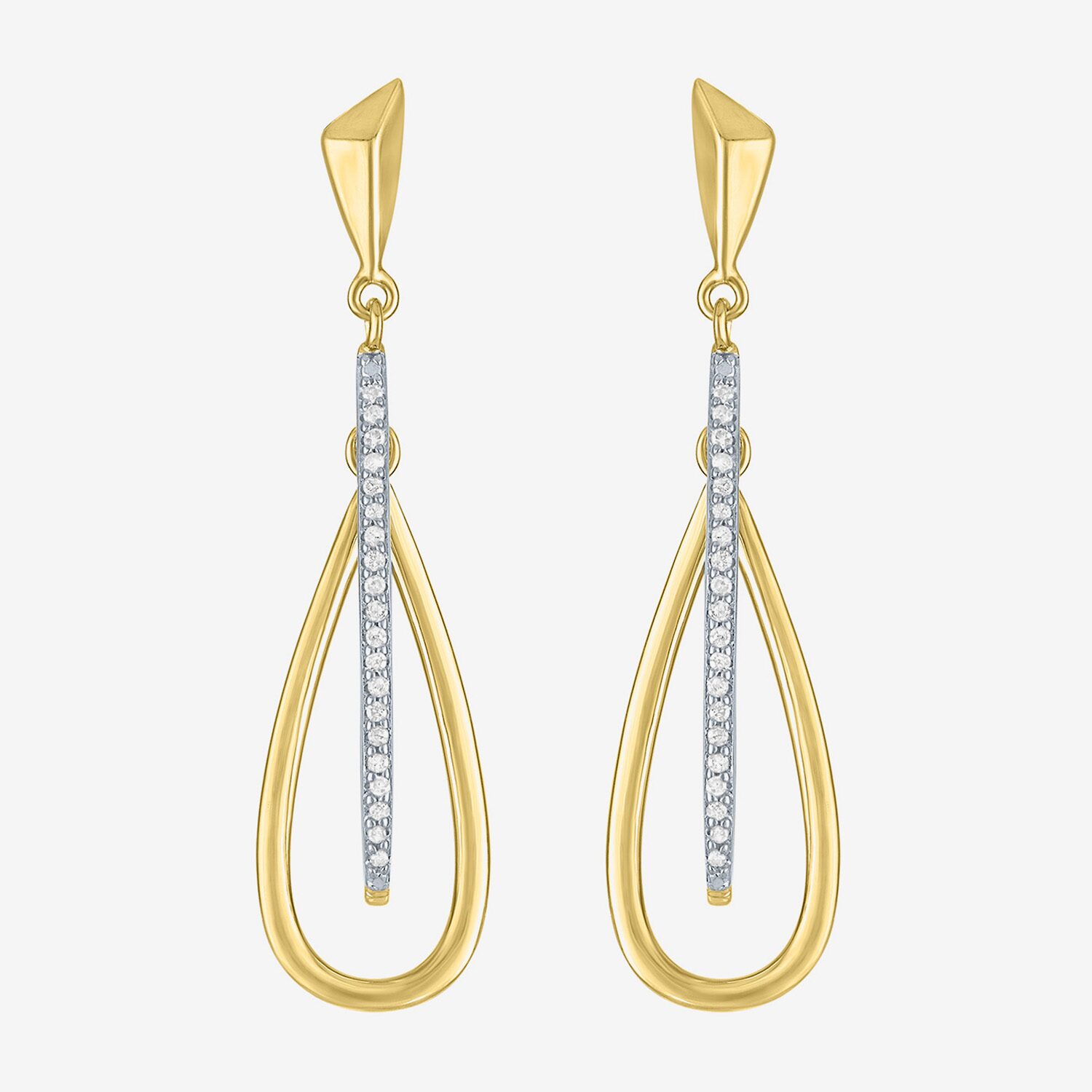 G-H / Si2-I1 Womens 1/10 CT. T.W. Lab Grown White Diamond 14K Gold Over Silver Drop Earrings