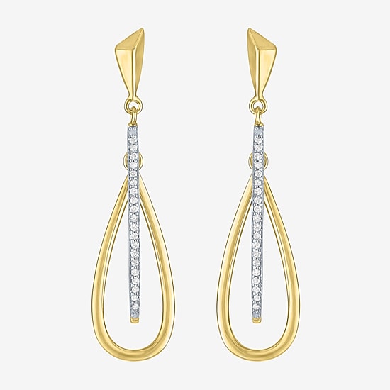G-H / Si2-I1 Womens 1/10 CT. T.W. Lab Grown White Diamond 14K Gold Over Silver Drop Earrings