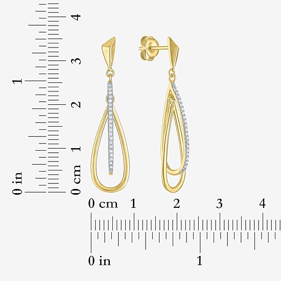 G-H / Si2-I1 Womens 1/10 CT. T.W. Lab Grown White Diamond 14K Gold Over Silver Drop Earrings