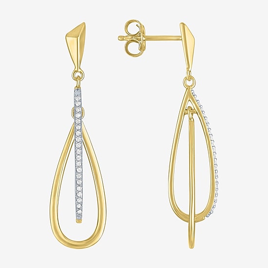 G-H / Si2-I1 Womens 1/10 CT. T.W. Lab Grown White Diamond 14K Gold Over Silver Drop Earrings