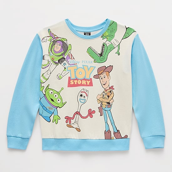 Disney Collection Little & Big Kid Boys Crew Neck Long Sleeve Regular Fit Buzz Lightyear Rex Woody Graphic T-Shirt
