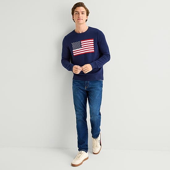 St. John's Bay Americana Mens Crew Neck Long Sleeve Pullover Sweater