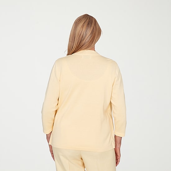 Alfred Dunner Al Fresco Womens 3/4 Sleeve Layered Sweater