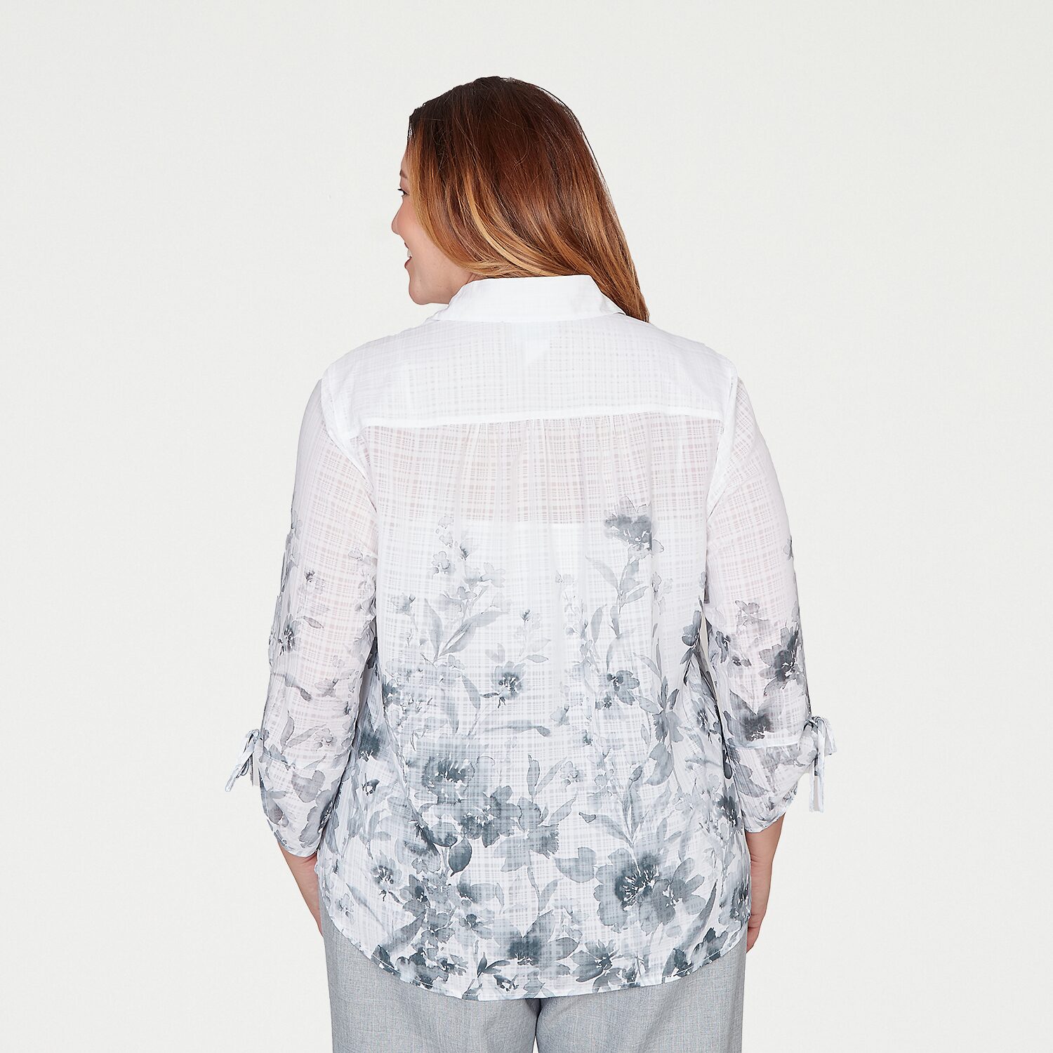 Alfred Dunner Al Fresco Womens Plus 3/4 Sleeve Regular Fit Button-Down Shirt