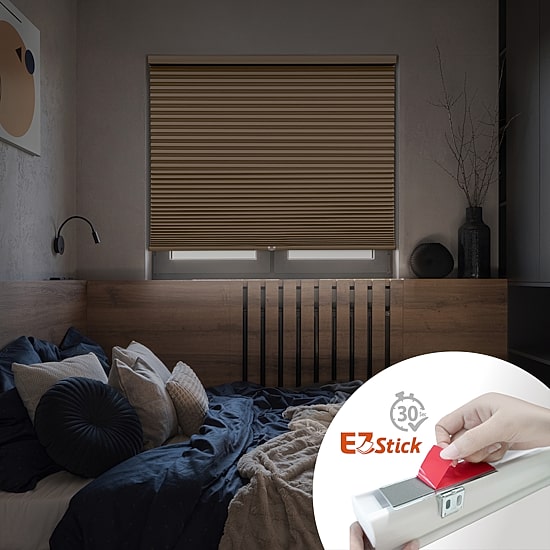 Eco Estates Ez Stick No Tool 1.5" Cut-To-Width Cordless 100% Blackout Cellular Shade