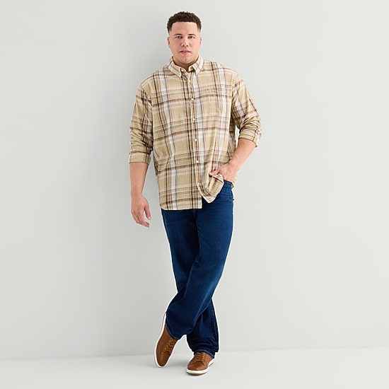 mutual weave Mens Long Sleeve Classic Fit Big and Tall Button-Down Shirt