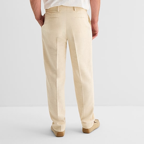 J. Ferrar Textured Mens Straight Fit Dress Flat Front Pant