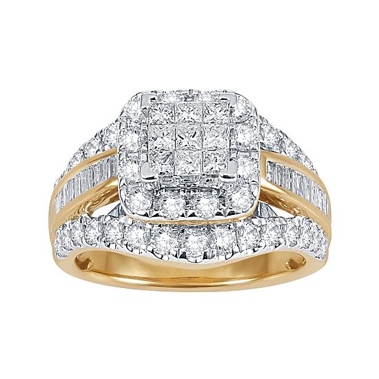2 CT.T.W. Natural Diamond 14K Yellow Gold Multi-Top Ring