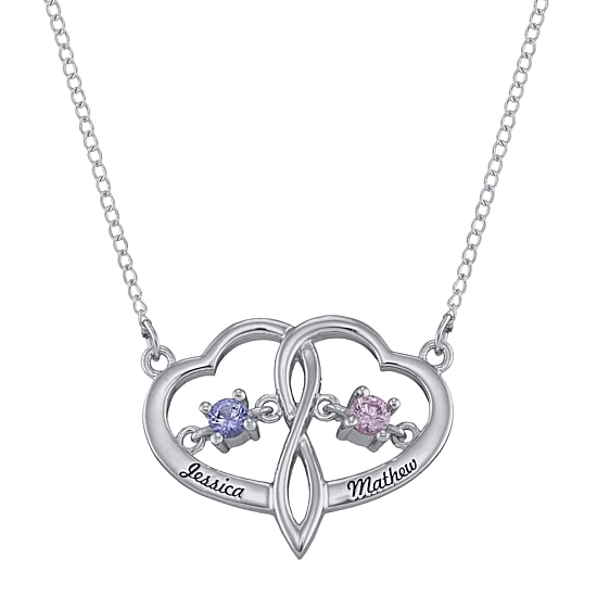 Personalized Dancing Birthstone Heart Pendant Necklace