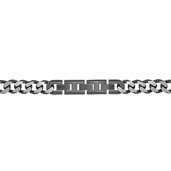 Mens Stainless Steel 9 Inch Solid Curb Chain Bracelet