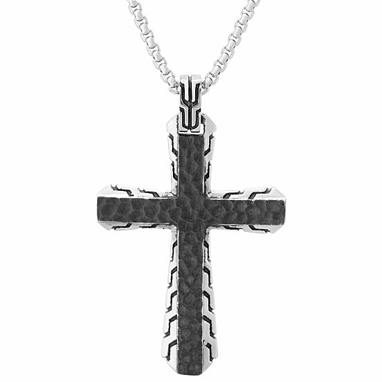 Mens Stainless Steel Cross 24 Inch Pendant Necklace