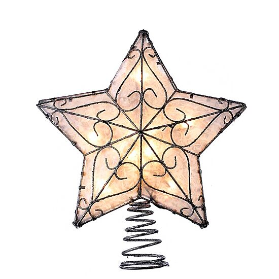 Kurt Adler 12" Metal Trimmed Capiz Star Lighted Treetopper