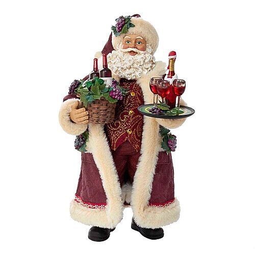 Kurt Adler C7469 11.5 in. Fabrich Santa with Wine Basket