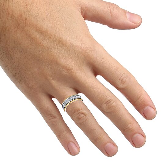 Mens 8MM 1/8 CT. T.W. Natural White Diamond Tungsten Wedding Band