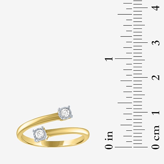 Diamond Addiction (G-H / Si2-I1) Womens 1/10 CT. T.W. Lab Grown White Diamond 10K Gold Round Delicate Bypass  Cocktail Ring