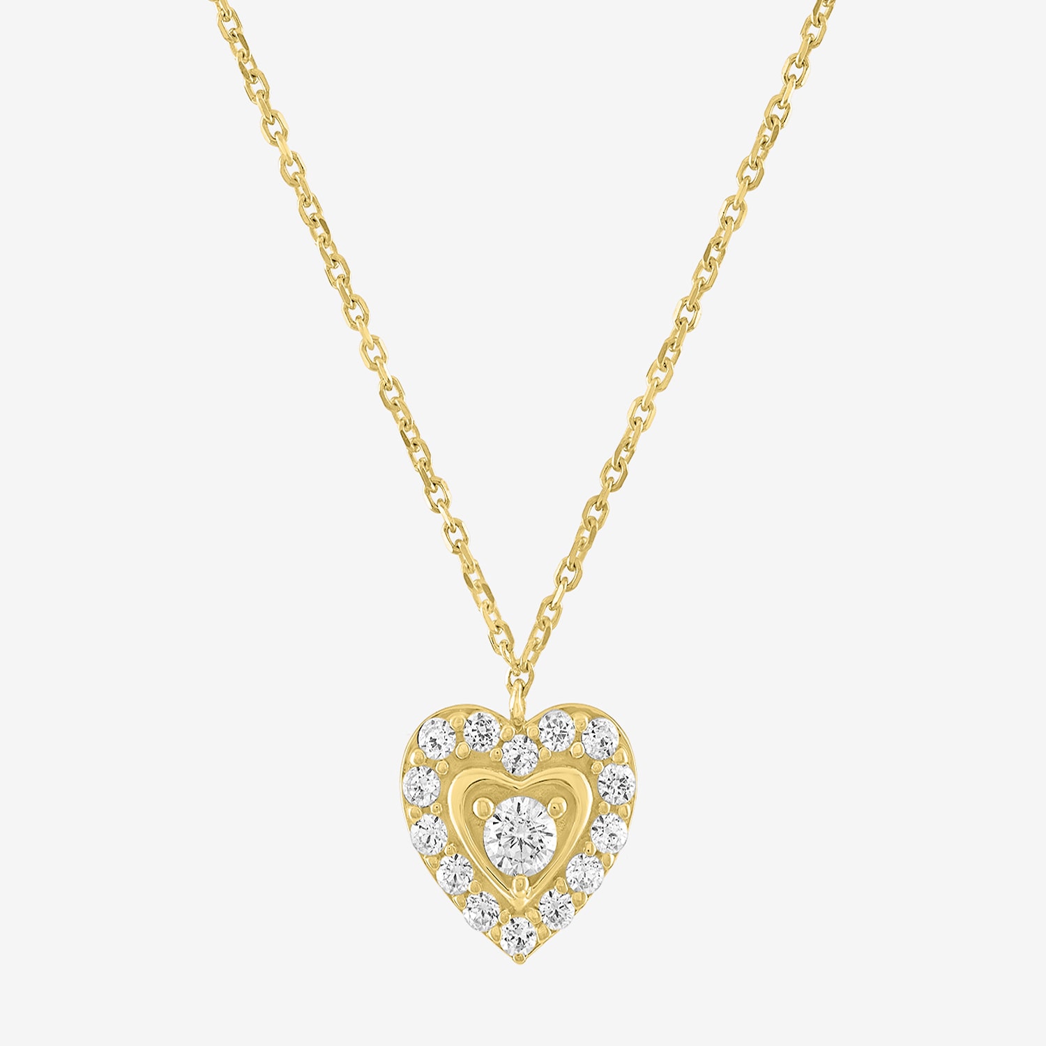 (G-H / Si2-I1) Womens 1/6 CT. T.W. Lab Grown White Diamond 10K Gold Heart 18 Inch Pendant Necklace