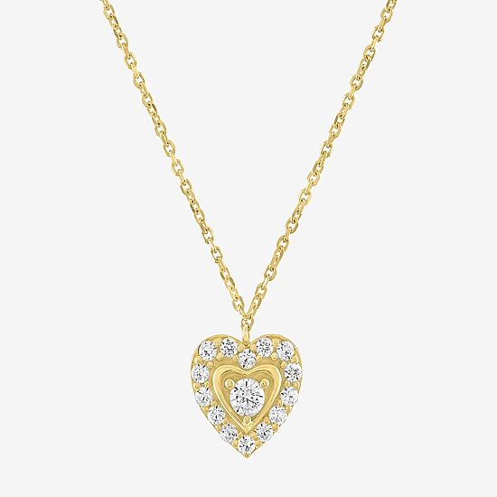 (G-H / Si2-I1) Womens 1/6 CT. T.W. Lab Grown White Diamond 10K Gold Heart 18 Inch Pendant Necklace