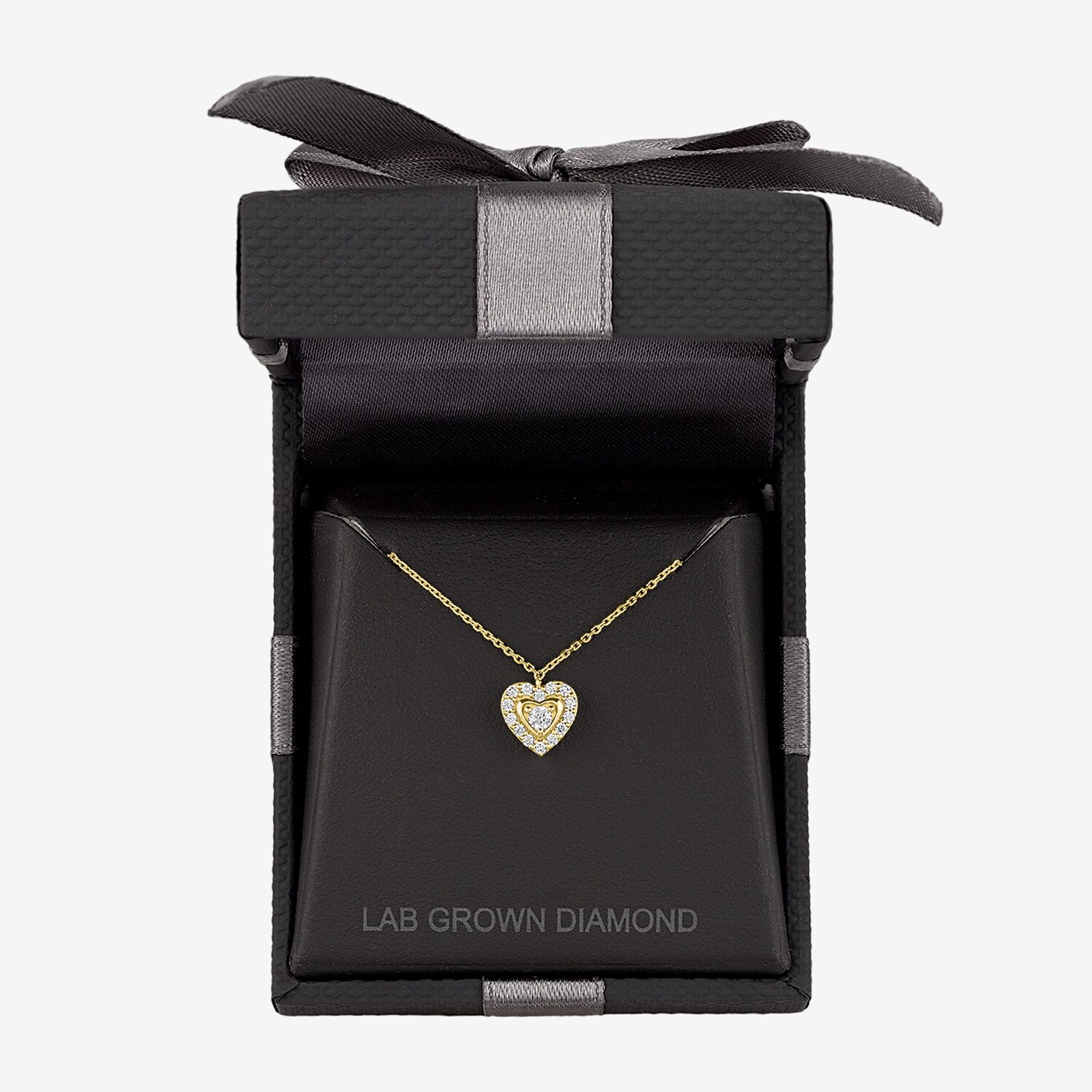 (G-H / Si2-I1) Womens 1/6 CT. T.W. Lab Grown White Diamond 10K Gold Heart 18 Inch Pendant Necklace